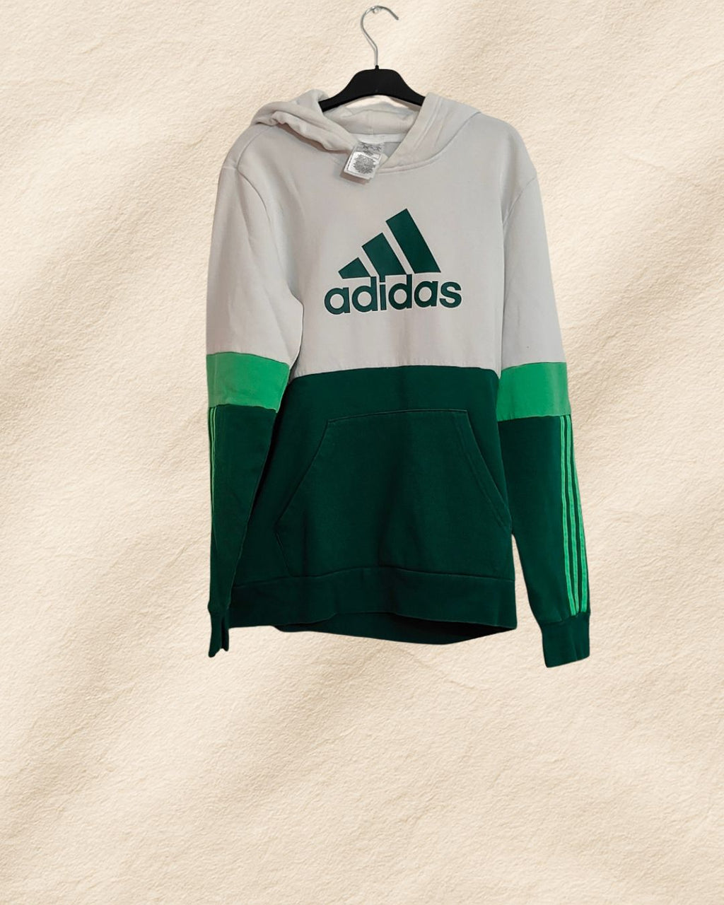 Felpa Adidas con cappuccio bianco e verde – Taglia XL EURO 20,00