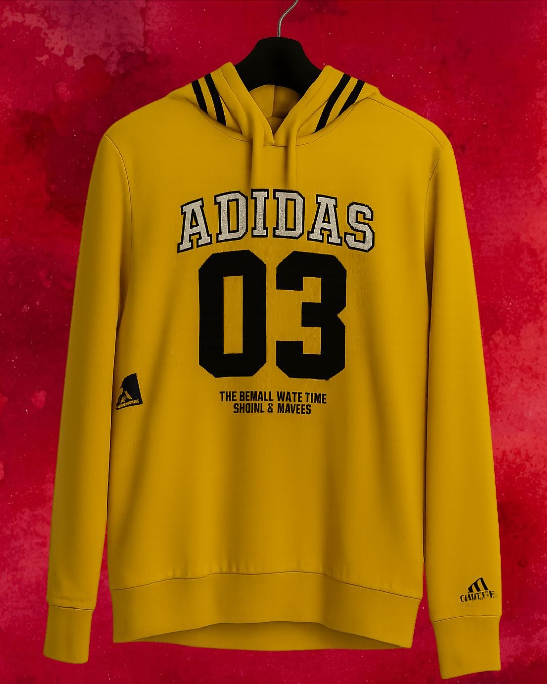Felpa Adidas gialla con cappuccio e stampa frontale – Taglia XL   20 EURO